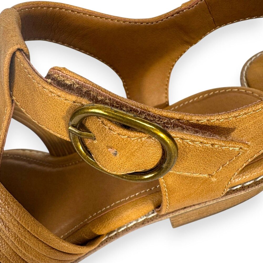 Comfort Sandals Eurosoft 8.5 Tan Strappy Block Heel Naidley New - Picture 7 of 14
